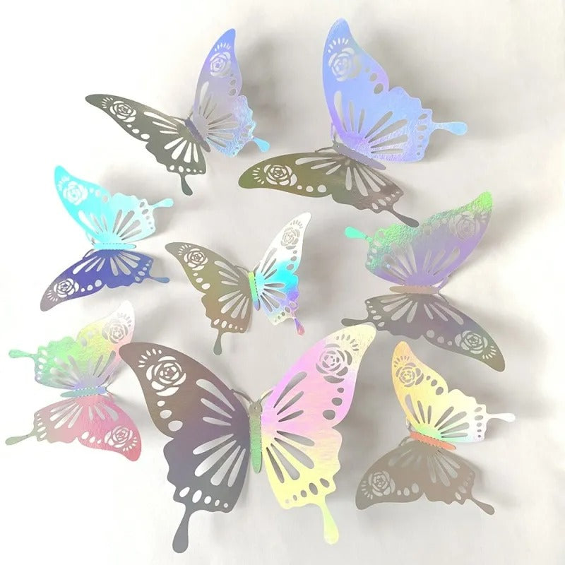 12Pcs 3D Hollow Butterfly Creative Wall Sticker Home Art Decoration
